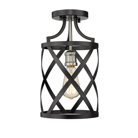 Z-Lite Malcalester 1 Light Flush Mount, Matte Black 481F1-MB-BN
